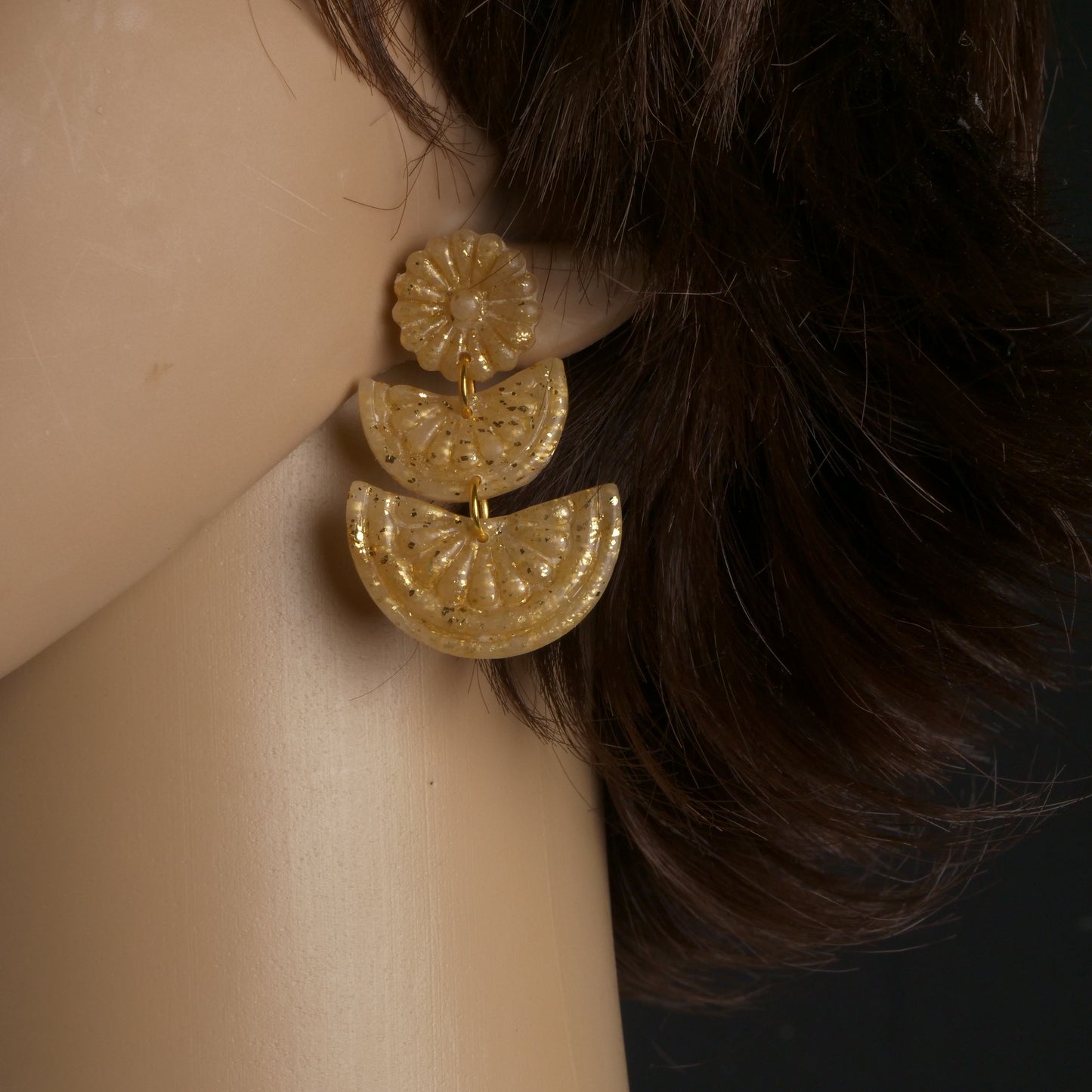 Gilded Citrus Resin Drop Earrings