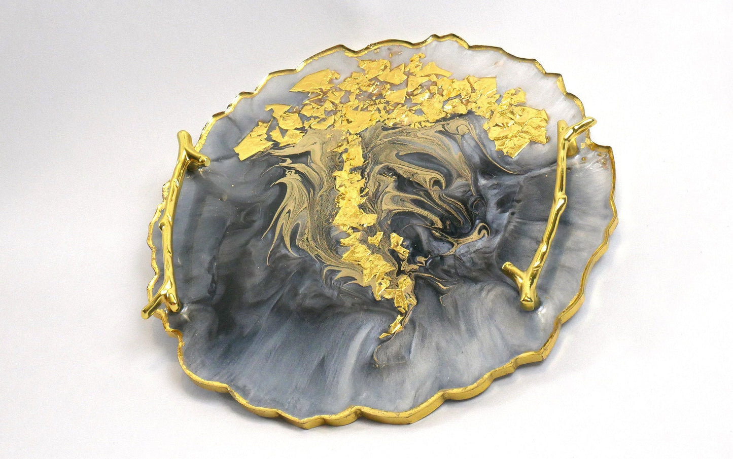 Marble Resin Serving Tray with Tree Motif