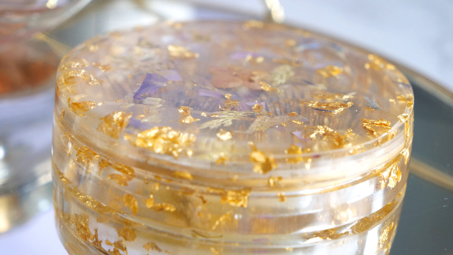 Porte-cils en résine transparente avec feuille d'or