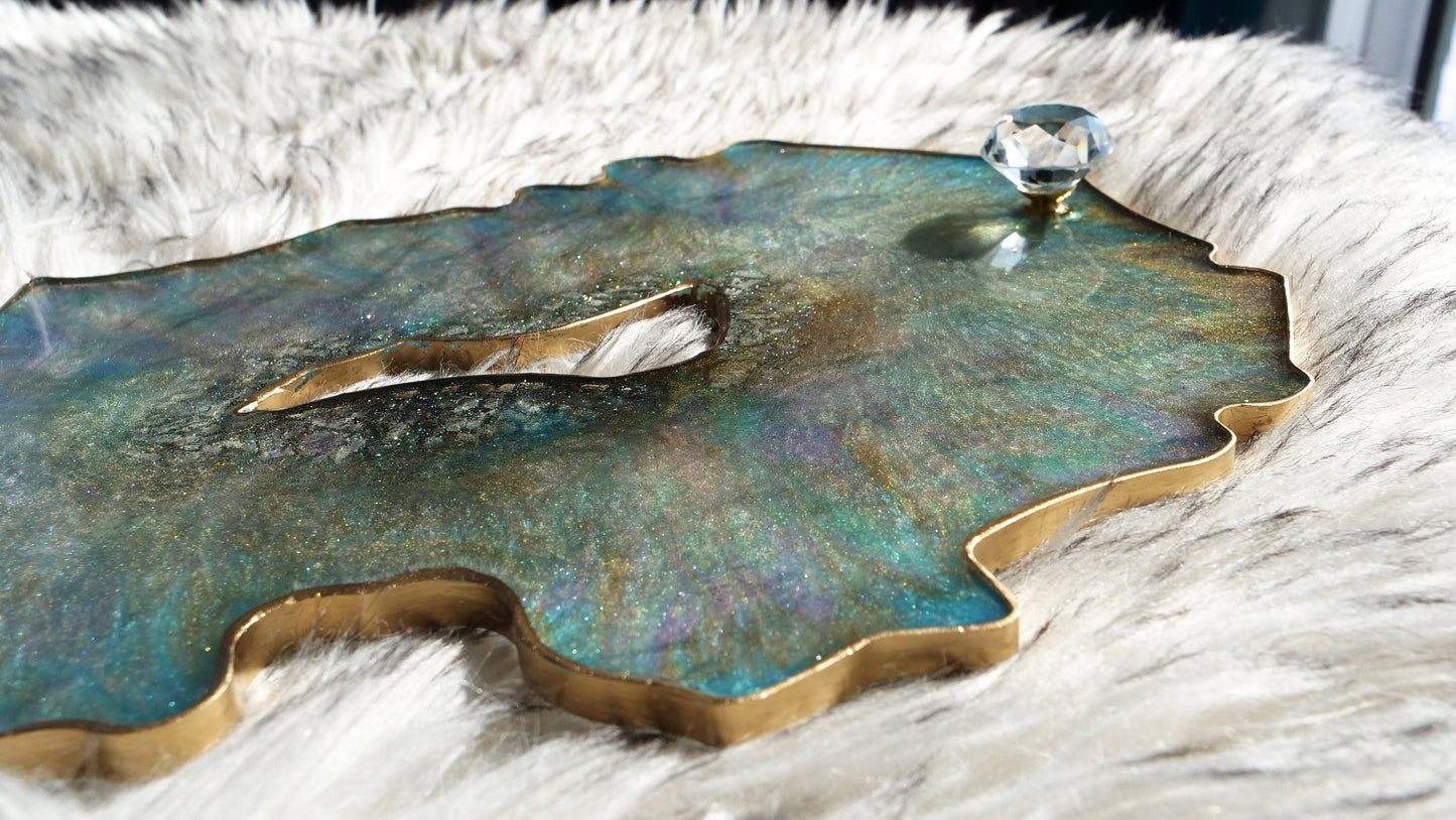 Turquoise Geode Transparent Serving Tray
