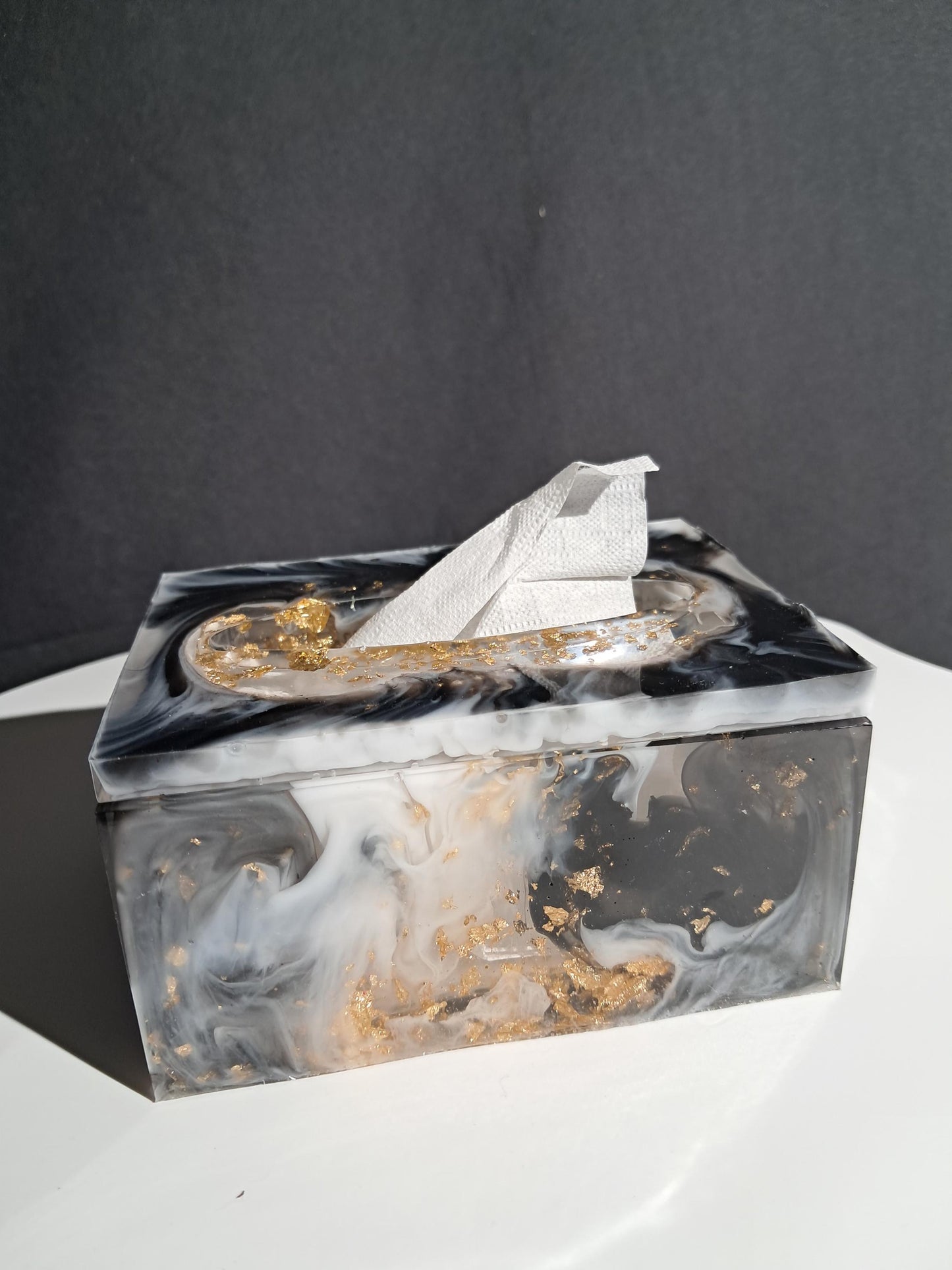Élégante boîte à mouchoirs en résine, marbre