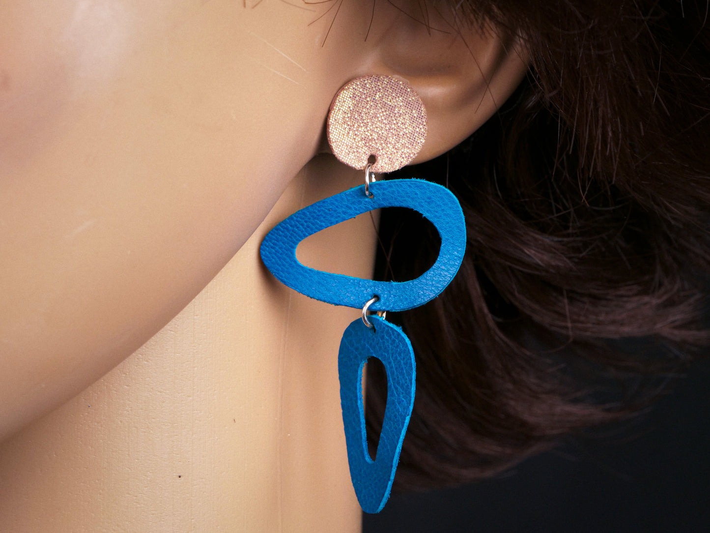 Boucles d'oreilles en cuir Bauhaus abstraites N°1