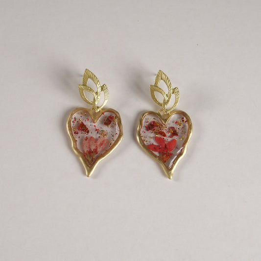 Romantic Resin Heart Drop Earrings