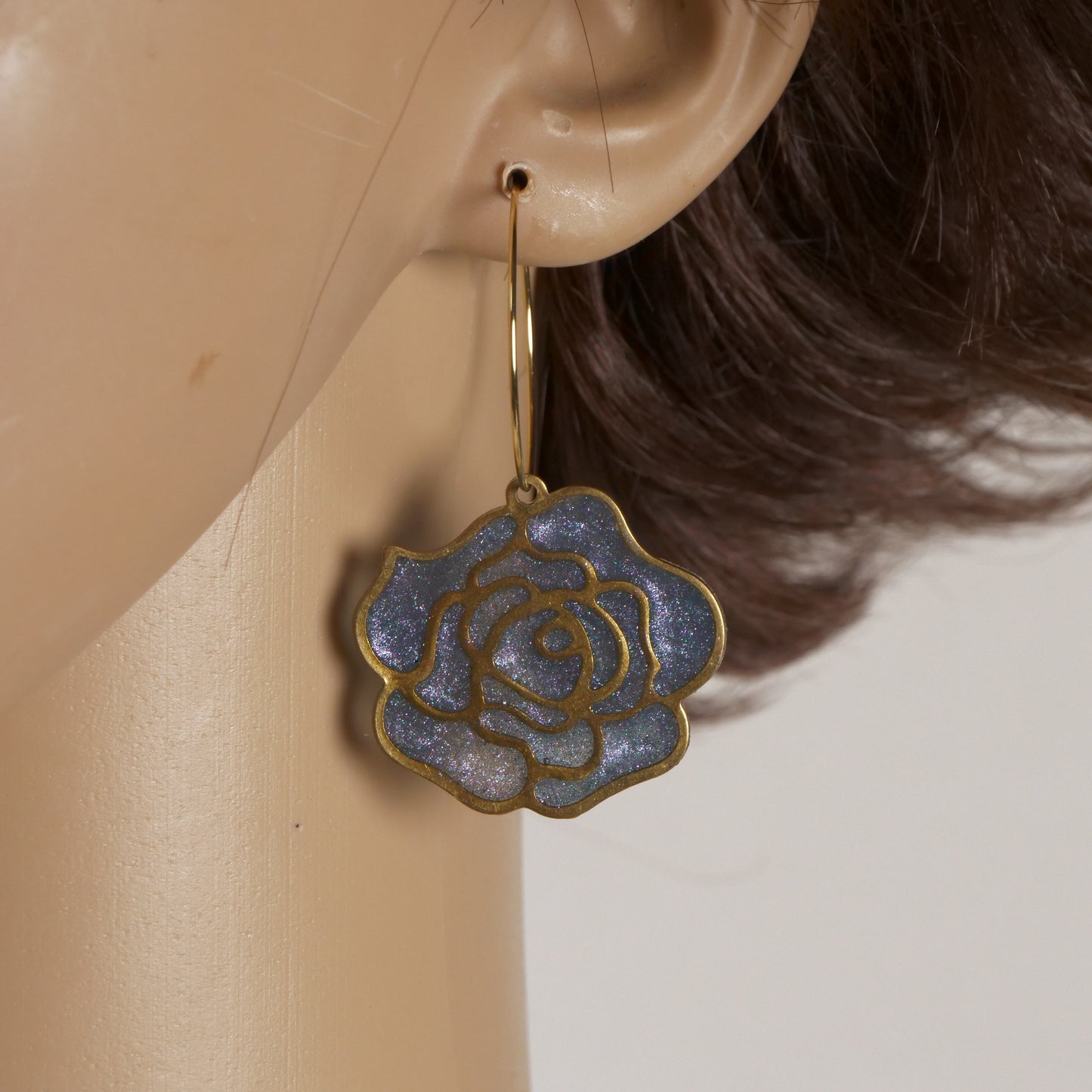 Azure Rose Filigree Hoop Earrings