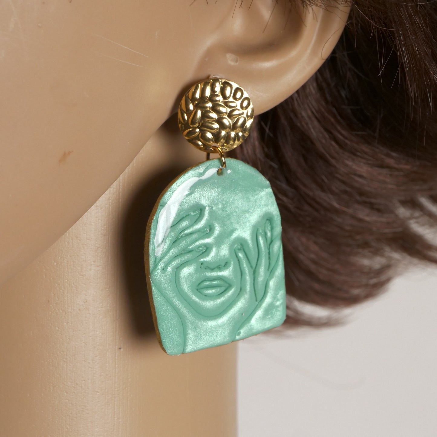 Sculpted Sage Green Muse Drop Earrings