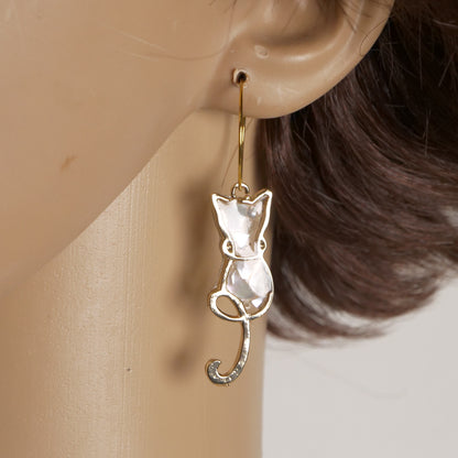 Boucles d'oreilles créoles chat assis