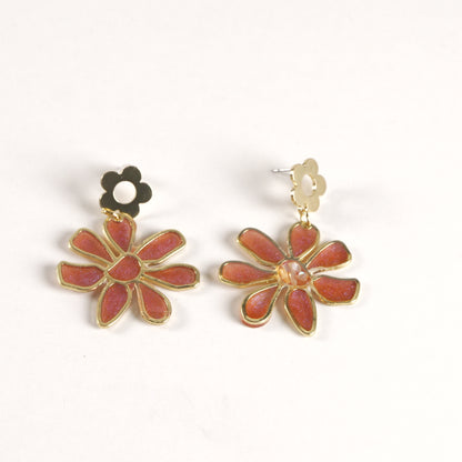 Retro Flower Resin Stud Earrings