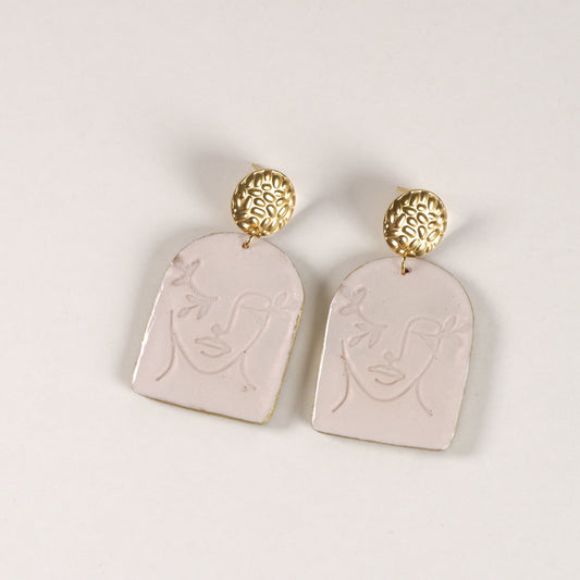 Sculpted Sage White Muse Drop Earrings