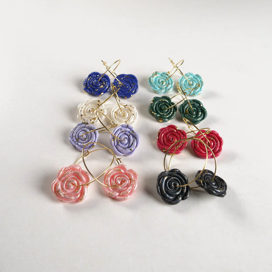 Sculpted Rose Hoop Earrings