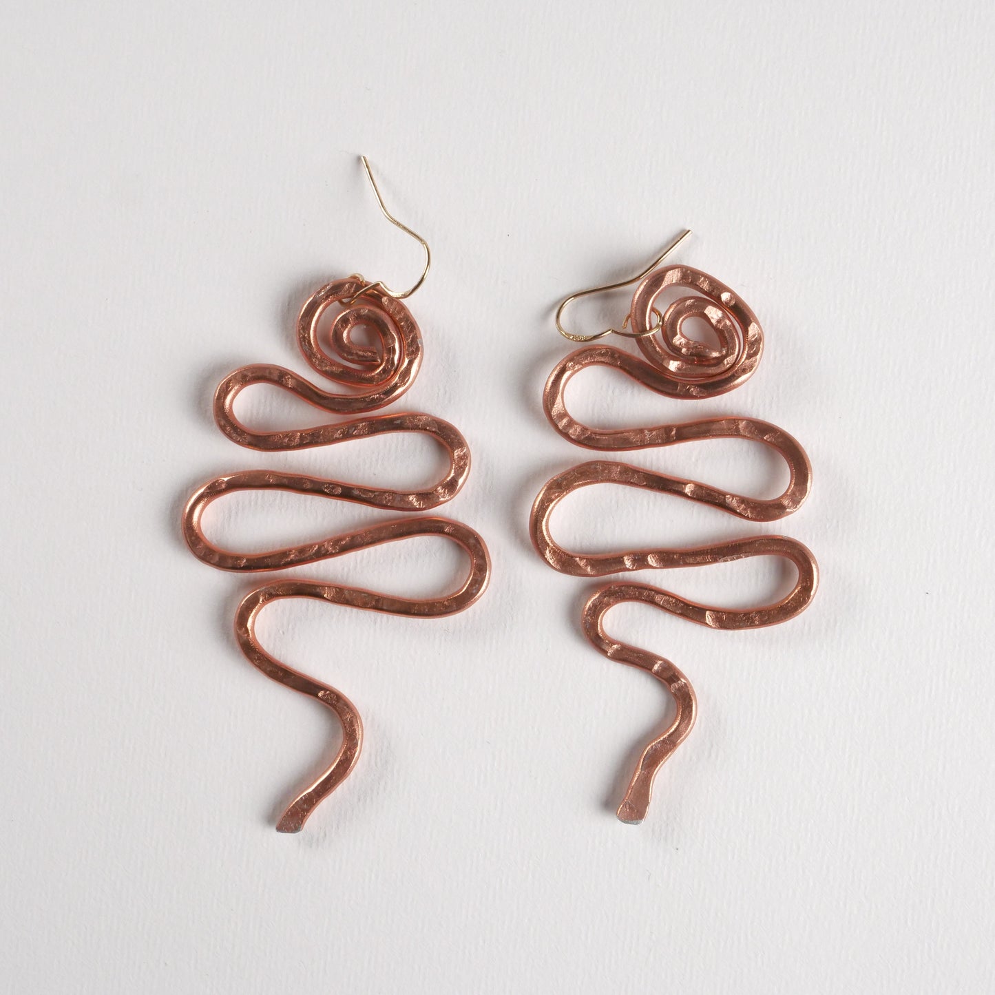 Copper Wire Serpent Dangle Earrings