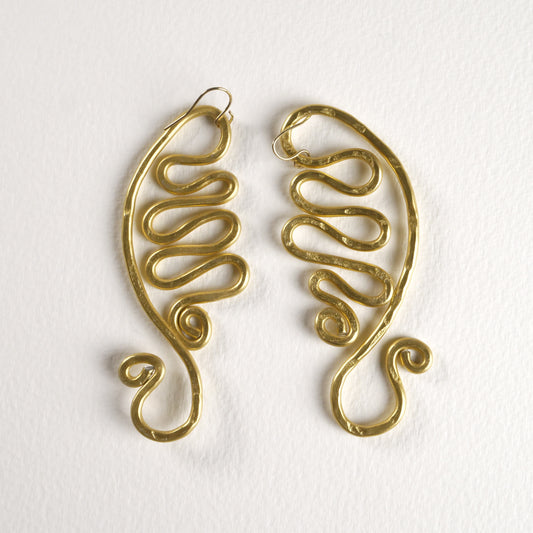 Gilded Abstract Wave Statement Earrings