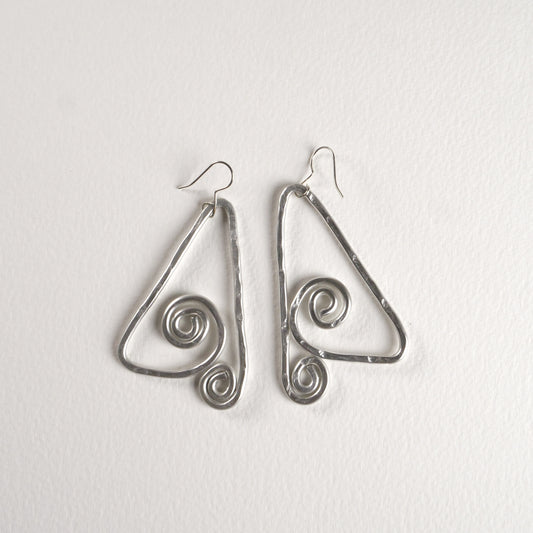 Hand-Forged Geo Spiral Dangle Earrings