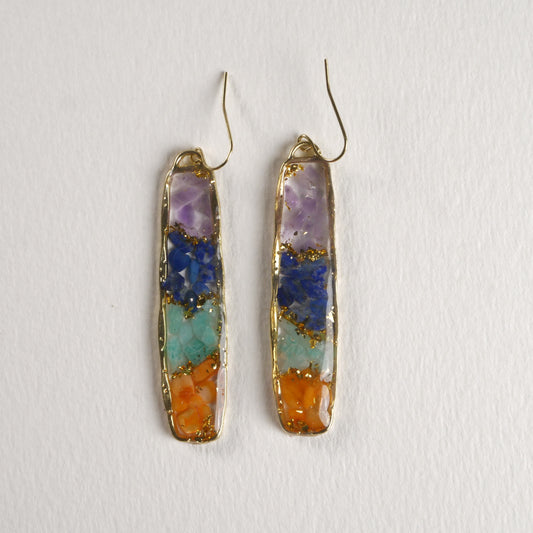 Bohemian Gemstone Bar Drop Earrings