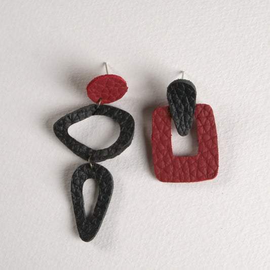 Abstract Bauhaus Leather Earrings N°2