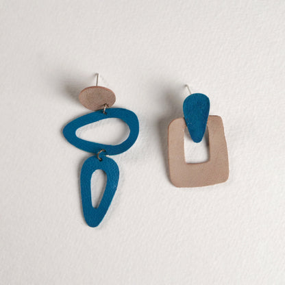 Boucles d'oreilles en cuir Bauhaus abstraites N°1