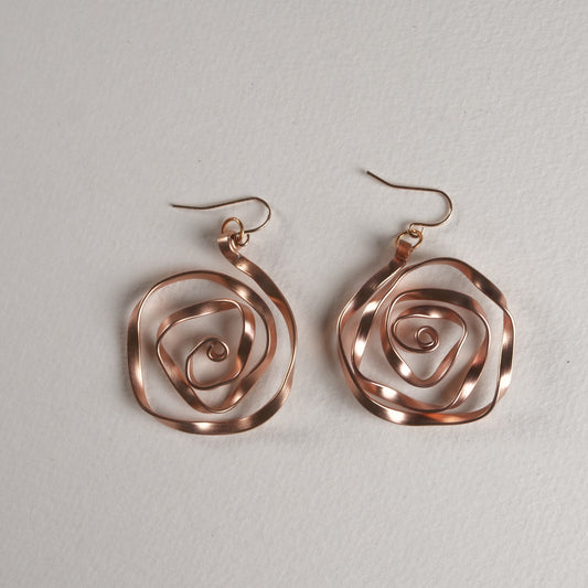 Wire-Wrapped Rose Flower Drop Earrings N°2