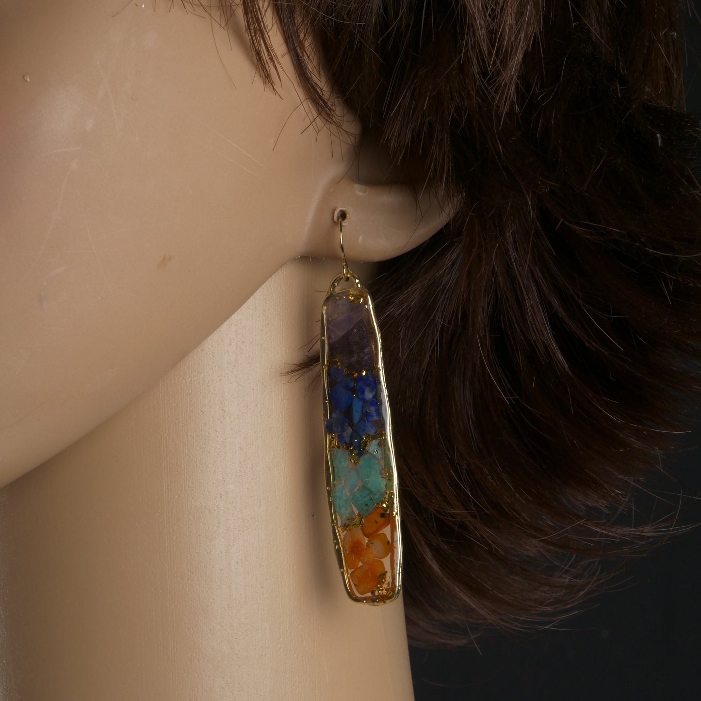 Boucles d'oreilles pendantes en pierres Bohême