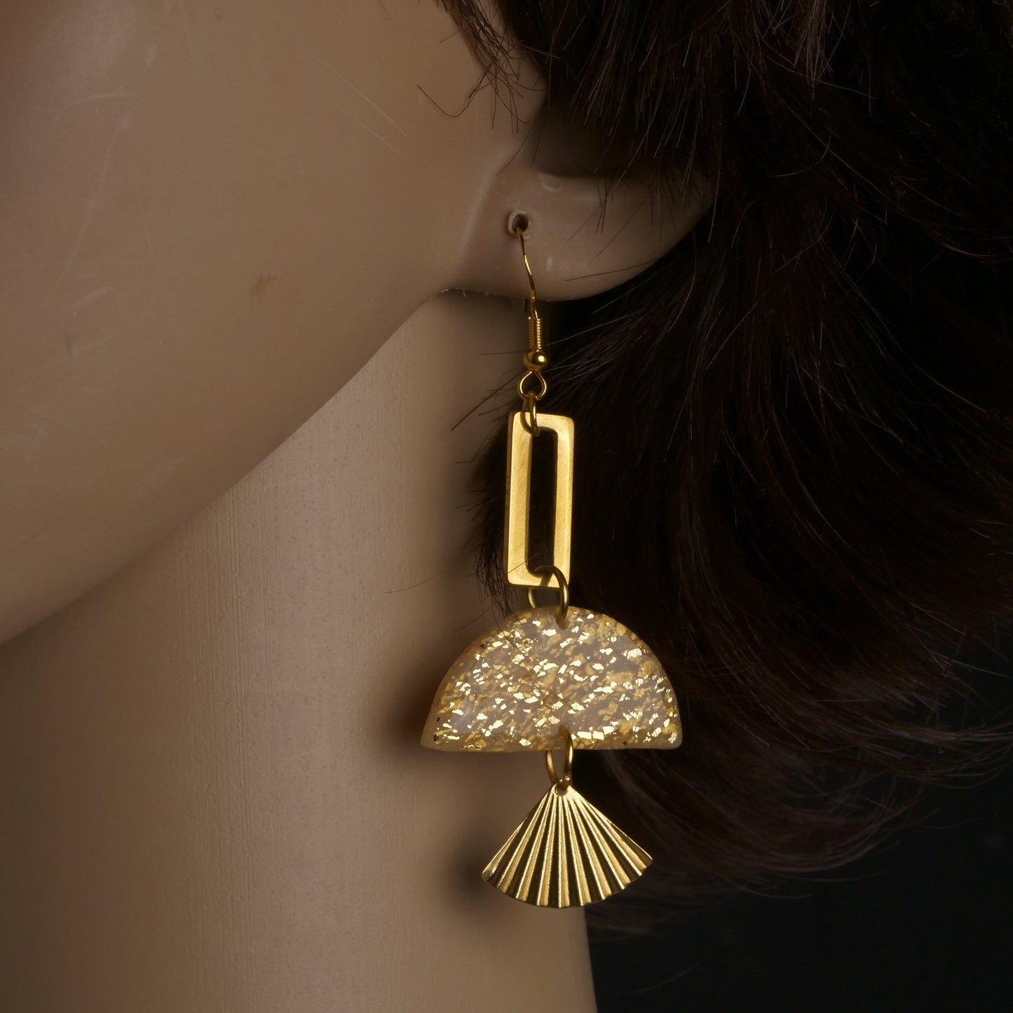 Boucles d'oreilles pendantes géométriques sculptées N°1