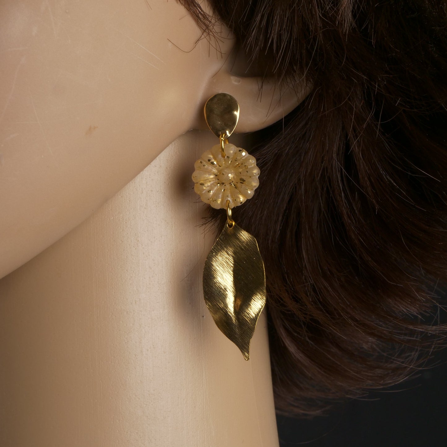 Sculpted Autumn Leaf Drop Earrings