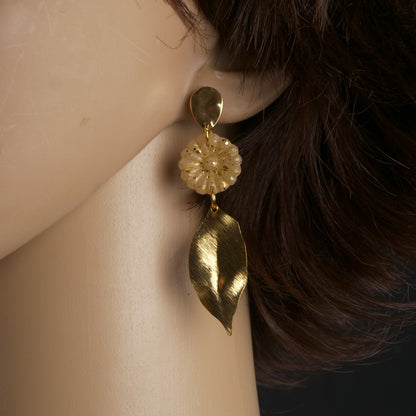 Sculpted Autumn Leaf Drop Earrings