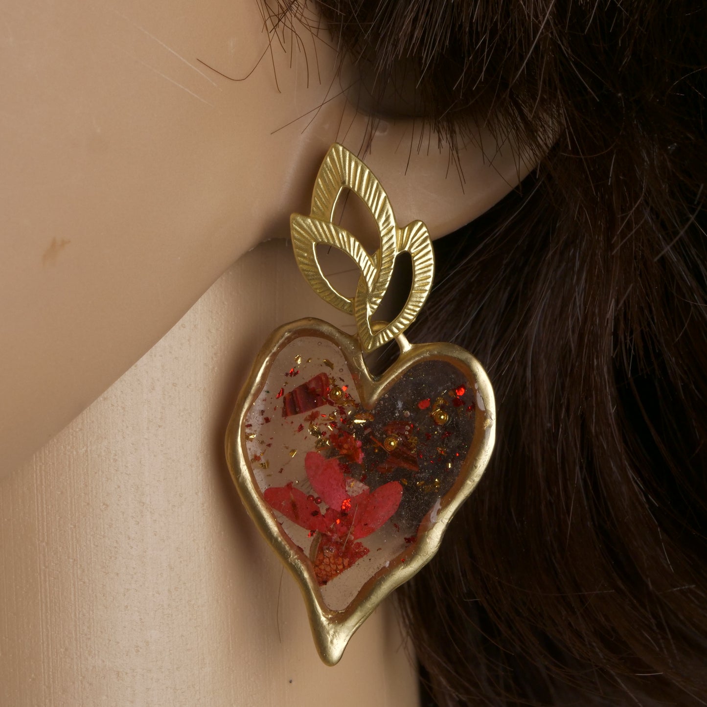 Boucles d'oreilles cœur résine