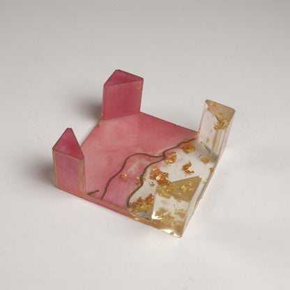 Pink & Gold Sparkle Resin Coaster Set (4)