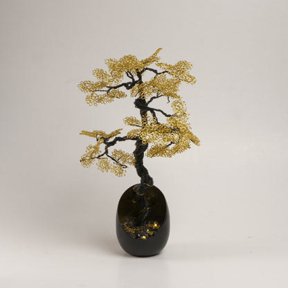 Arbre d'art en doré Bonsaï
