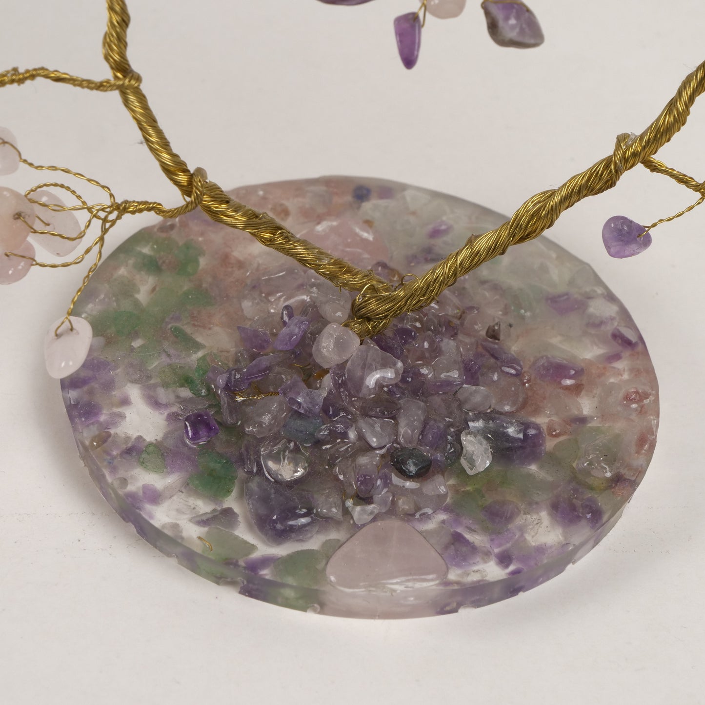 Sculpture « Arbre de Vie » en forme de cœur d'améthyste