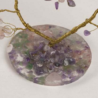 Sculpture « Arbre de Vie » en forme de cœur d'améthyste