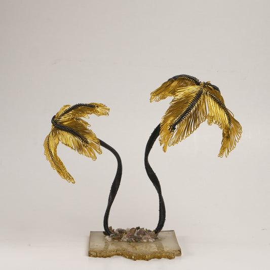 Gilded Tropical Palm Wire Art