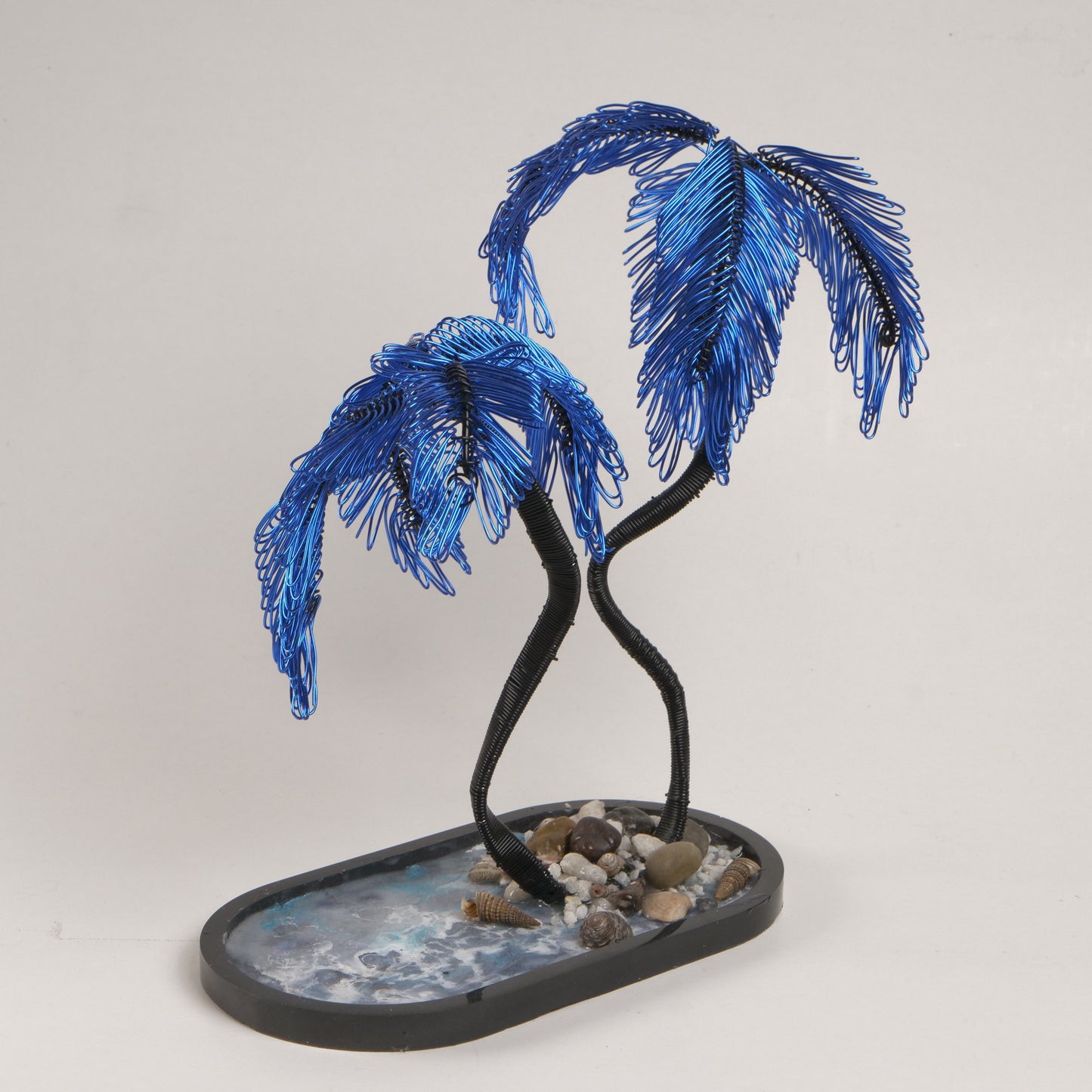 Ocean Blue Coastal Palm Sculpture