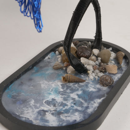 Ocean Blue Coastal Palm Sculpture