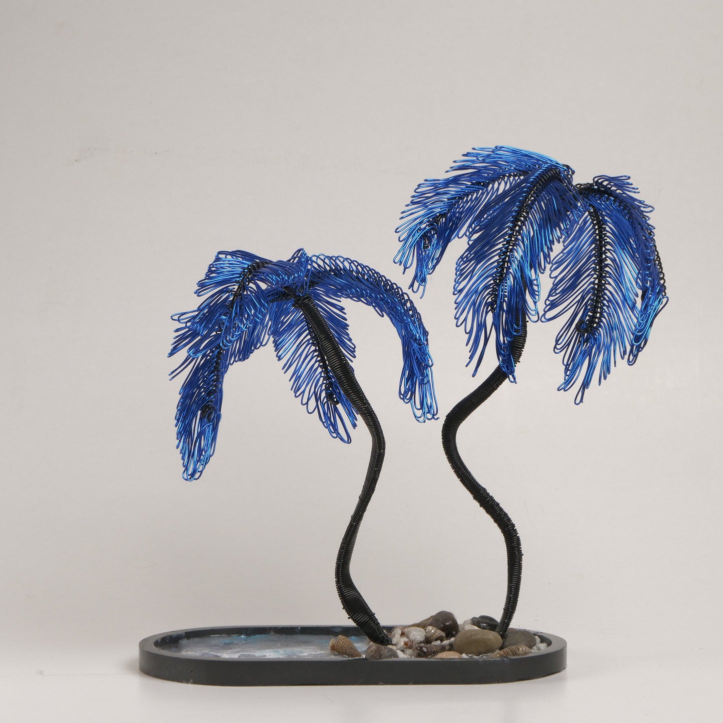 Ocean Blue Coastal Palm Sculpture