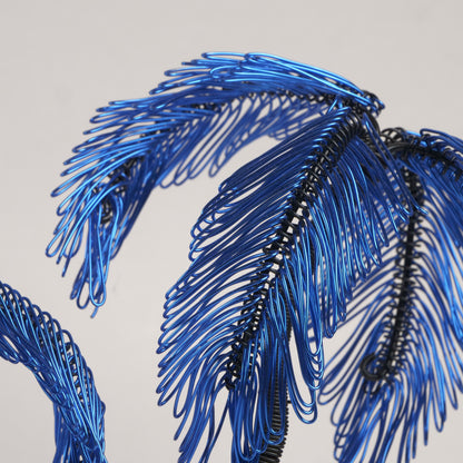 Ocean Blue Coastal Palm Sculpture