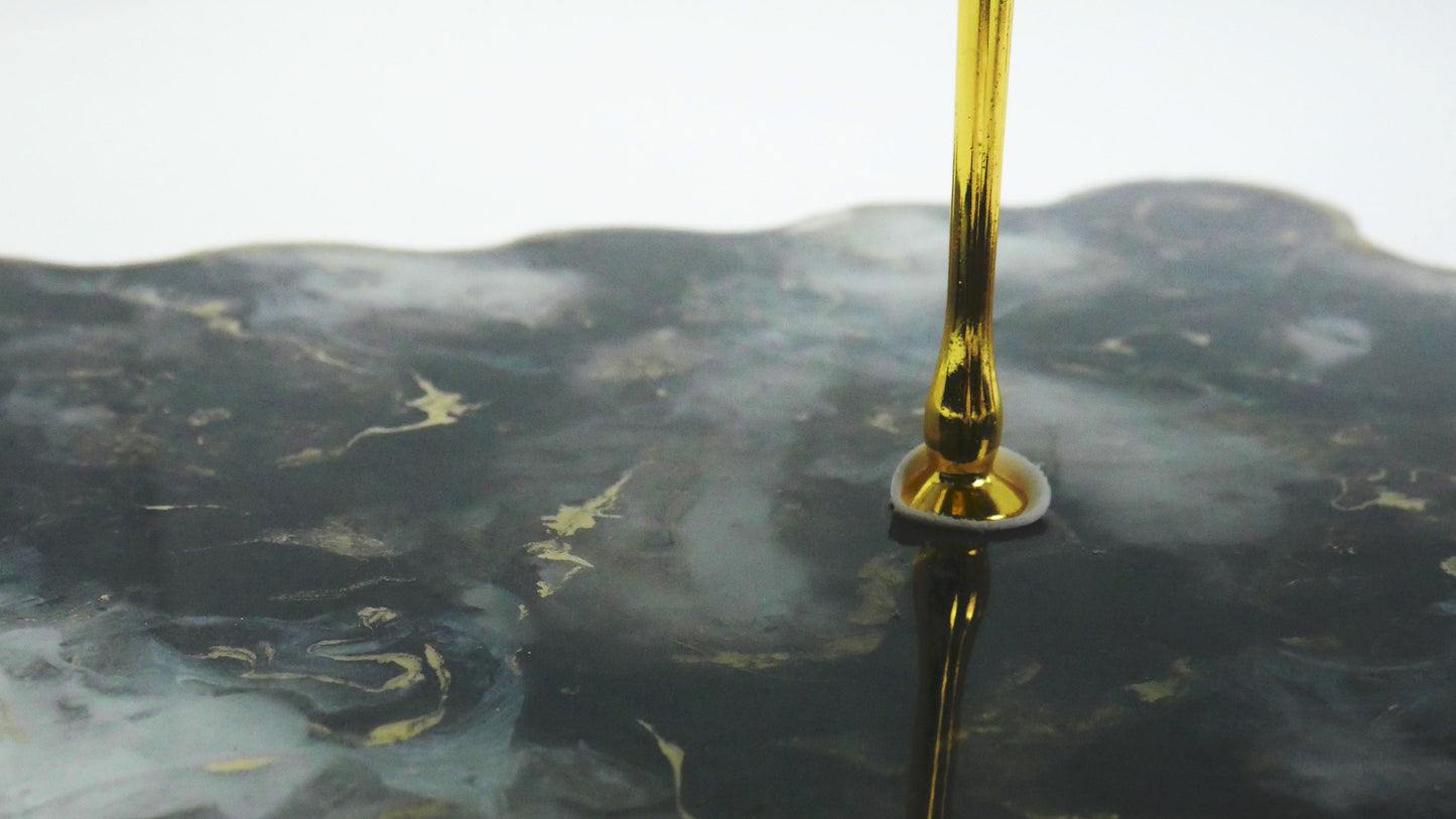 Présentoir à gâteaux en résine à 2 niveaux en marbre noir