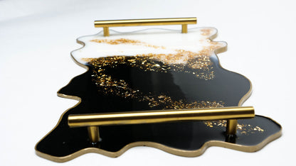 White & Black Marble Resin Serving Tray