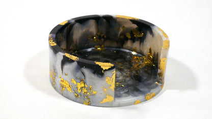 Lot de 4 sous-verres en résine et marbre gris avec feuille d'or