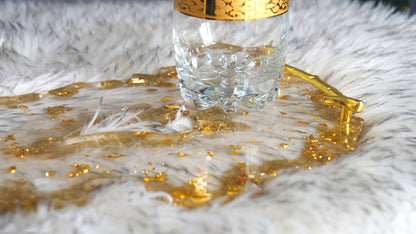 Transparent Geode Resin Serving Tray with Gold Leaf