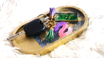 Marble Resin Trinket Bowl with Gilded Accents