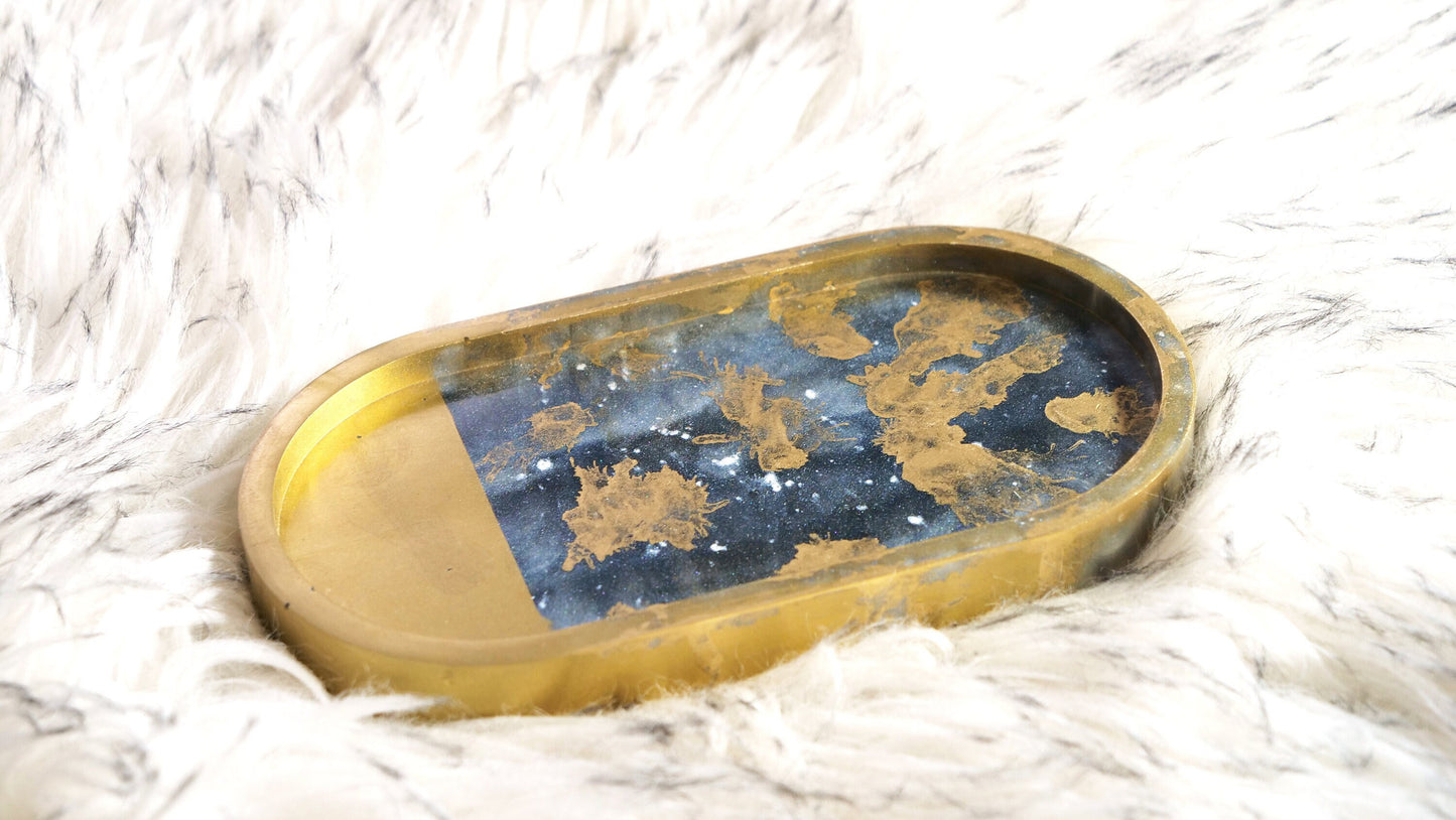 Marble Resin Trinket Bowl with Gilded Accents