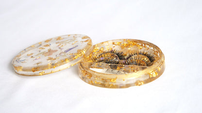 Porte-cils en résine transparente avec feuille d'or