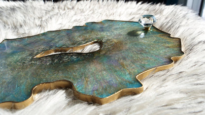 Turquoise Geode Transparent Serving Tray