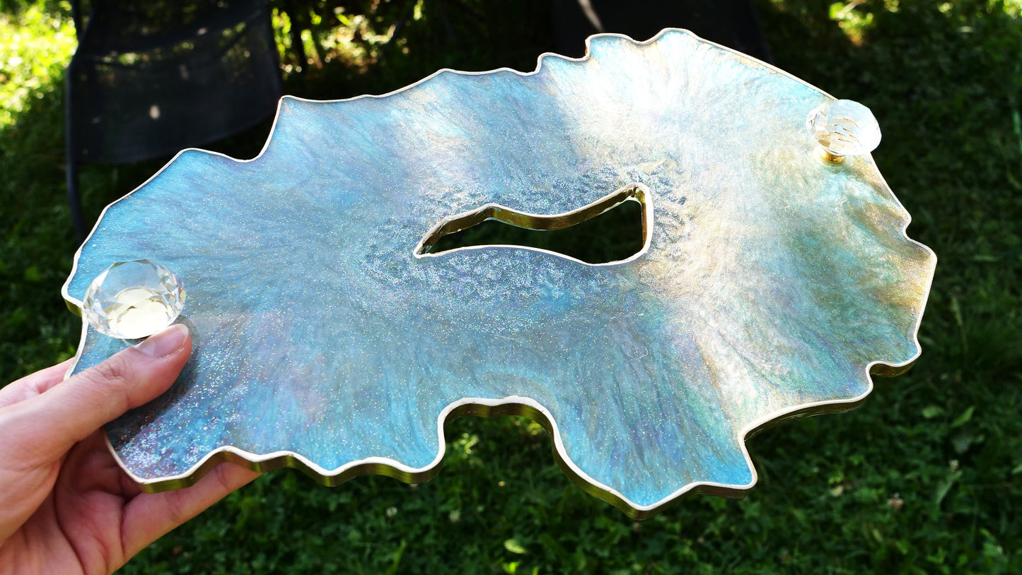 Turquoise Geode Transparent Serving Tray
