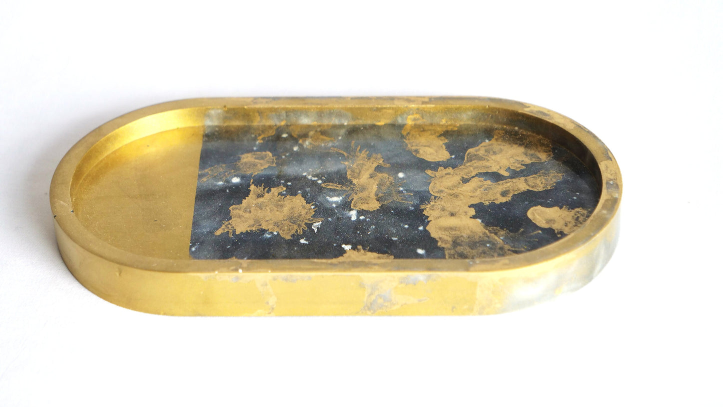 Marble Resin Trinket Bowl with Gilded Accents