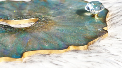 Turquoise Geode Transparent Serving Tray