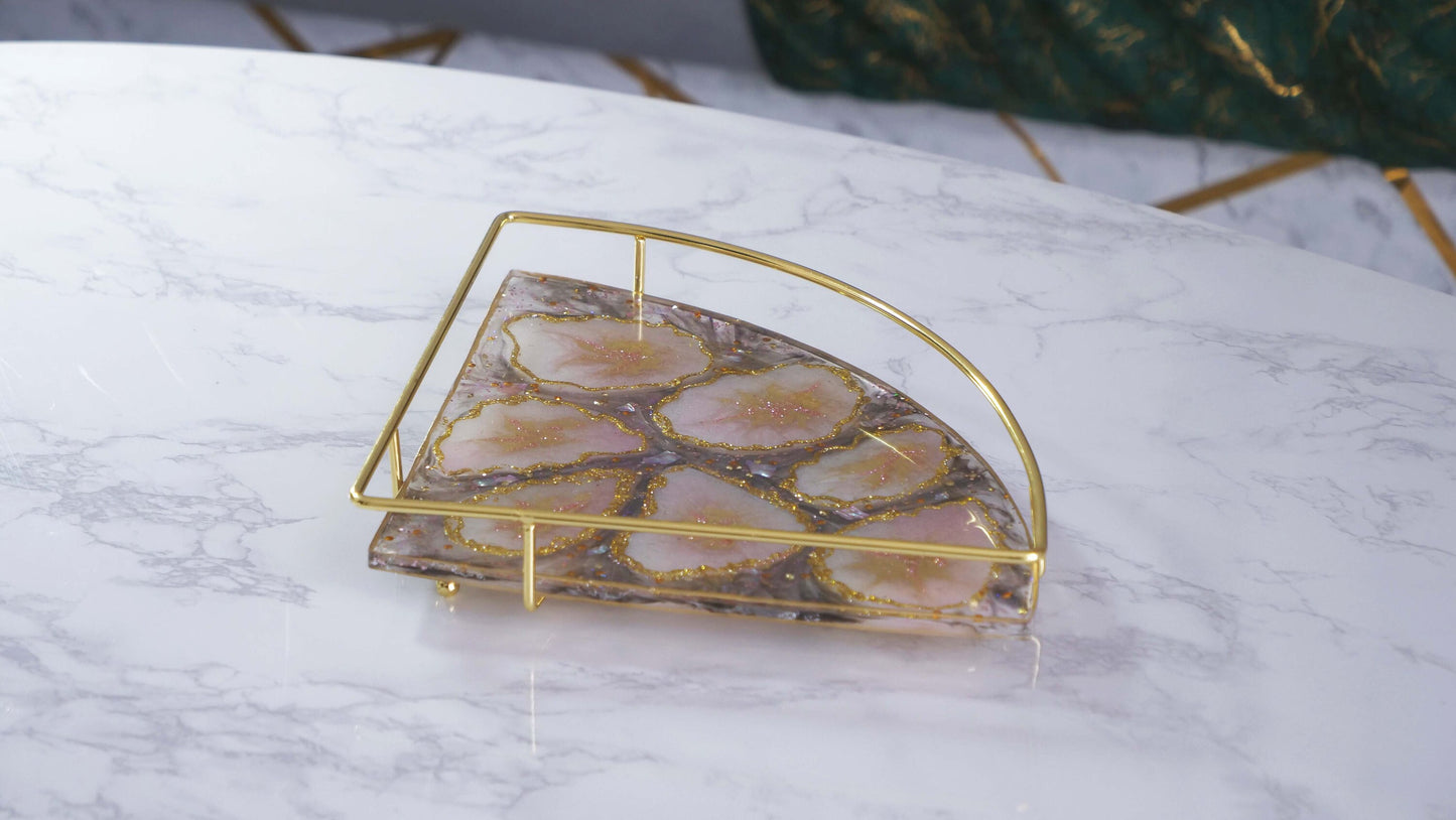 Sparkly Geode & Agate Resin Display Tray on Stand