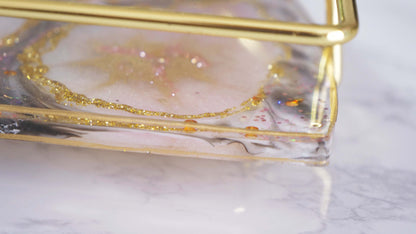 Sparkly Geode & Agate Resin Display Tray on Stand