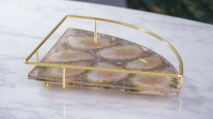 Sparkly Geode & Agate Resin Display Tray on Stand