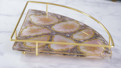 Sparkly Geode & Agate Resin Display Tray on Stand
