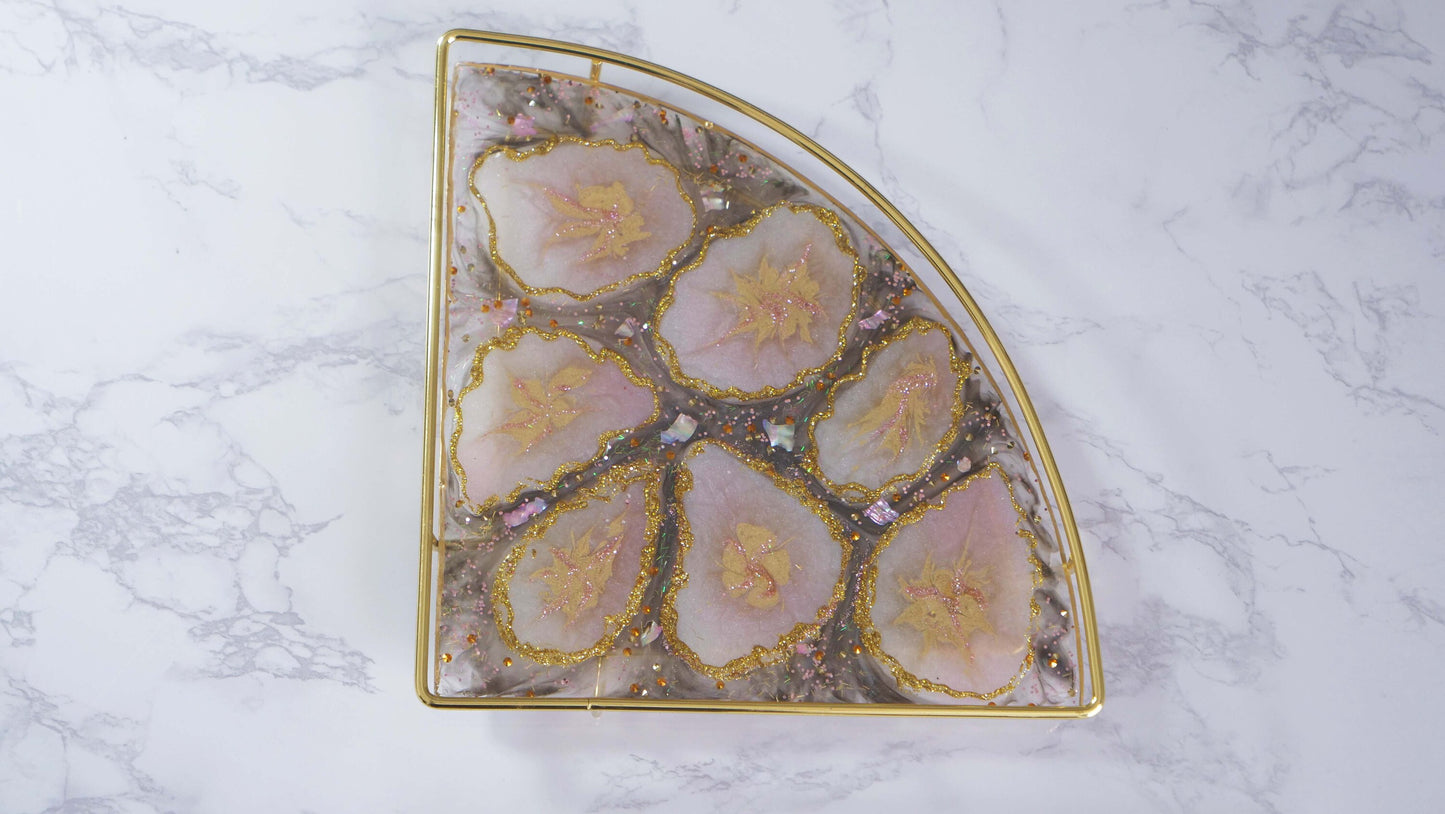 Sparkly Geode & Agate Resin Display Tray on Stand